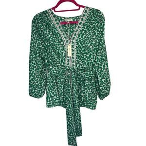 Max Studio NWT Green Floral Blouse Size M